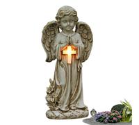 Statuine di Angeli in Resina con una Luce Solare e una Decorazione in