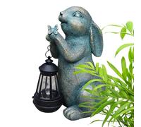 Statuine Di Coniglietti | Con Lanterna A Energia Solare Stile Vintage E Ornamento Artistico,Statua Da Giardino,Per Portico Patio Natale Primavera Halloween Casa Prato Esterno