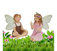 Statuine di fate in miniatura, statuine di fate piccole - Set di figurine da esterno della fata del giardino in resina | Statua della fata dei fiori sussurrante, figurine di fate in miniatura decorazi