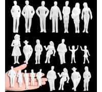 Statuine modello, 20 pezzi, bianche, non dipinte, diverse figure in piedi, passanti, binario H0, 1:25, diverse pose, persone in miniatura, figure per progetti architettonici