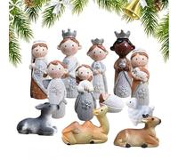 Statuine Per Il Presepe Della Natività Di Natale,Collezione In Resina Di Statue In Miniatura - Statua Artigianale in Resina per Scena della Natività da Interni,Per Tavolo Scrivania Mensola Libreria Ba