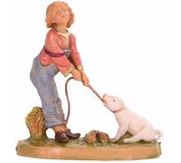 Statuine presepe Bambino che tira un maialino Categoria 12cm Fontanini (cod.722)