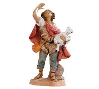 Statuine presepe Pastore che osserva il cielo con agnello in braccio Categoria 1