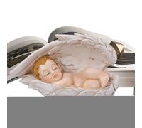 Statuine Presepe Piccole,Piccola Statua Decorativa - Bambino Dormiente con d'Angelo in Resina per Casa Comodino Libreria Mensola Finestra