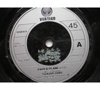 Status Quo - Status Quo Paper Plane 7" Vertigo 6059071 EX 1970s plastic label, there is 2mm drill hole in label rim