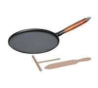 Pans Crepiere con manico in legno rotonda - 28 cm, nero