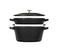 STAUB La Cocotte - Set di pentole rotonde in ghisa, 2 pezzi, colore: Nero