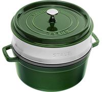 Staub La Cocotte con cestello a vapore rotonda - 26 cm, basilico