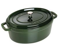 STAUB Casseruola/Cocotte in ghisa, Ovale 33 cm, 6,7 litri, Verde basilico | Coperchio antipioggia aromatico, adatto a tutti i piani cottura, ovale, verde basilico