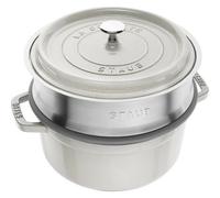 STAUB CASSERUOLA TONDA GHISA 24cm Bianca CON CESTELLO 1009753