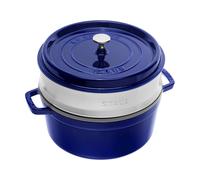 Cocotte Blu Ciliegia con Cestello a Vapore Rotonda Staub