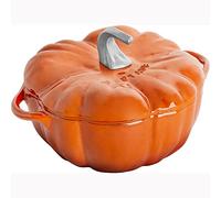 STAUB Forno olandese in ghisa, 3,5 qt, cocotte di zucca con pomello in acciaio inox, prodotto in Francia, per 3-4 persone, arancione bruciato