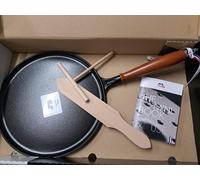 Pans Crepiere con manico in legno rotonda - 28 cm, nero