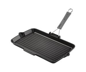 Staub Grill Pans Bistecchiera con becchi rettangolare - 34 x 21 cm, nero
