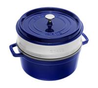 Cocotte Blu Ciliegia con Cestello a Vapore Rotonda Staub