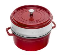 Staub La Cocotte Cocotte con cestello a vapore rotonda - 26 cm, ciliegia