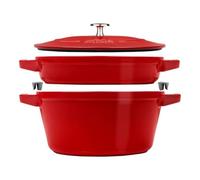 STAUB La Cocotte - Set di 2 pentole rotonde, in ghisa, colore: rosso ciliegia
