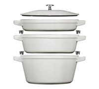 STAUB La Cocotte - Set di 3 pentole rotonde in ghisa al tartufo bianco