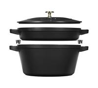 STAUB La Cocotte - Set di pentole rotonde in ghisa, 2 pezzi, colore: Nero