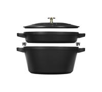 STAUB La Cocotte - Set di pentole rotonde in ghisa, 2 pezzi, colore: Nero