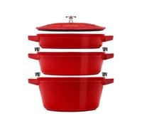 Staub SET DI 3 PENTOLE IMPILABILI, CILIEGIA SET DI 3 PENTOLE IMPILABILI, CILIEGIA