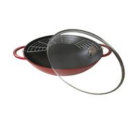 Staub Specialities Wok con coperchio in vetro rotondo - 37 cm, ciliegia