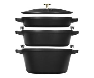 Staub Stackable Set 3-pz., Set di pentole, nero