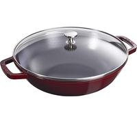 Staub Specialities Wok con coperchio in vetro rotondo - 30 cm, granatina