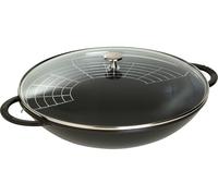 Staub Specialities Wok con coperchio in vetro rotondo - 37 cm, nero