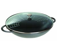 Staub Specialities Wok con coperchio in vetro rotondo - 37 cm, grigio grafite