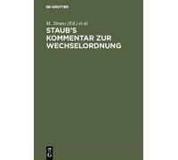 Staub's Kommentar Zur Wechselordnung (Copertina rigida)