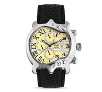 Stauer Orologio automatico per chitarra da uomo, design unico a forma di chitarra vintage, cinturino in vera pelle nera e cassa in acciaio inox, regalo elegante per lui