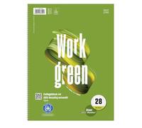 Staufen 608572028 - Blocco universitario Green, DIN A4, motivo WORK, riga 28 (5 mm quadrati con linee di margine), 80 fogli, 4 fori, carta riciclata premium bianca 70g/m², 5 pezzi