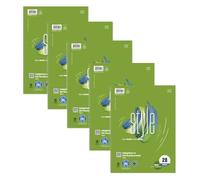 Staufen Green college pad - DIN A4, righello 28 (5 mm a quadretti con linee di margine), 80 fogli, 4 fori, carta riciclata premium bianca 70 g/m², 5 pezzi
