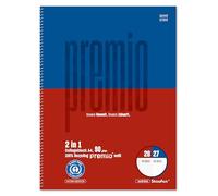 Staufen Premio college pad TWICE - 5 blocchetti da 80 fogli ciascuno, DIN A4, rigato 27 (a righe) + rigato 28 (a quadretti), 4 fori, carta riciclata da 90 g/m²