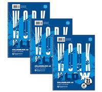 Staufen Style - Blocco note Workflow, formato DIN A5, 9 mm, 80 fogli, 4 fori, carta extra bianca, 70 g/m², 3 pezzi
