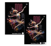 Staufen Taccuino universitario Move it Tänzerin - 2 blocchetti da 80 fogli ciascuno, righello formato 28 (5 mm a quadretti con linee di margine), DIN A4, 4 fori, carta da 70 g/m²