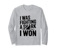 Stavo combattendo Uno squalo e Ho Vinto Un Divertente Guerriero oceanico Maglia a Manica