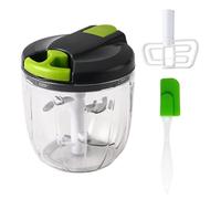 STAWINM Tritatutto manuale multifunzione, da 900 ml, con corda per affettare verdure, trituratore manuale da cucina, con 5 lame in acciaio inox e spatola per verdure, frutta, carne (900 ml, verde)