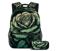 Stay Ahead of The Class, zaino con astuccio, set di 2 zaini per bambini indispensabili per ragazzi ragazze adolescenti, motivo regalo verde, Multicolore#02, B:29.4x20x40cm P:19x7.5x3.8cm, Zaini
