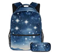Stay Ahead of The Trend, zaino con astuccio per ragazzi, ragazze, adolescenti, cielo stellato bianco, Multicolore, B:29.4x20x40cm P:19x7.5x3.8cm, Zaini Daypack