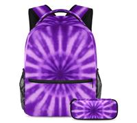 Stay Ahead of The Trends, set di 2 zaini per la scuola con zaino di grande capacità e astuccio, colore viola tie dye, Multicolore#03, B:29.4x20x40cm P:19x7.5x3.8cm, Zaini Daypack