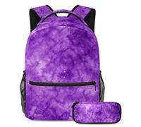 Stay Ahead of The Trends, set di 2 zaini per la scuola con zaino di grande capacità e astuccio, colore viola tie dye, Multicolore#07, B:29.4x20x40cm P:19x7.5x3.8cm, Zaini Daypack