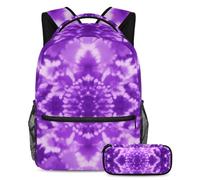 Stay Ahead of The Trends, set di 2 zaini per la scuola con zaino di grande capacità e astuccio, colore viola tie dye, Multicolore#08, B:29.4x20x40cm P:19x7.5x3.8cm, Zaini Daypack