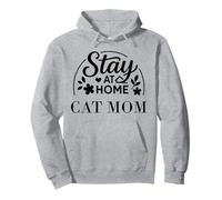 Stay at Home Cat Mom Citazione Divertente Adatto per Uomini e Donne. Felpa con Cappuccio