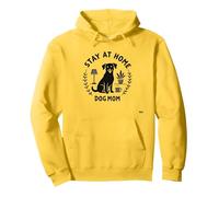 Stay at Home Dog Mom Cozy Pet Lover Felpa con Cappuccio, Unisex per Adulti, Limone, M