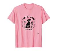Stay at Home Dog Mom Cozy Pet Lover Maglietta, Uomo, Rosa, L
