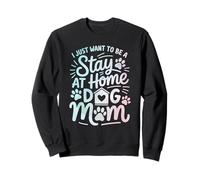 Stay at Home Dog Mom Pastello Paw Print Citazione Felpa