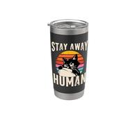 Stay Away umano divertente gatto retrò tramonto Bicchiere termico in acciaio inox doppia parete