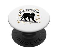 Stay Black Cat Stay Spithless, grafica retrò a forma di gatto nero PopSockets PopGrip Adesivo